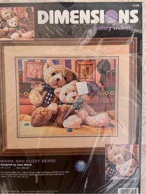 Vintage Dimensions Warm Fuzzy Bears Crewel Kit NIP Jean Monti Teddy Bear 2000